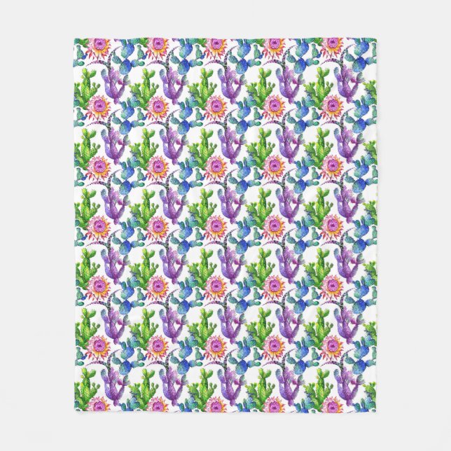 Wasserfarben-Wildblume-Muster Fleecedecke (Vorderseite)