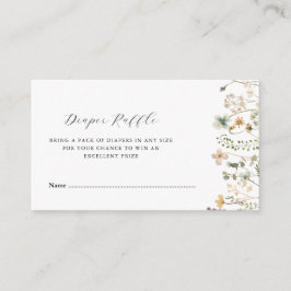 Wasserfarben-Wildblumen Babydusche-Windeln-Tombola Begleitkarte