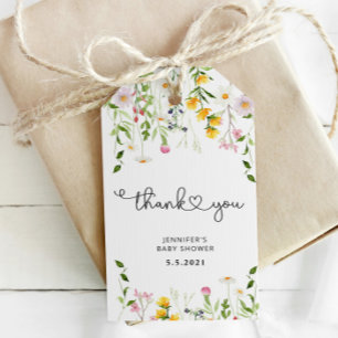 Wasserfarben-Wildblumen-Dankeschön-Anhänger Geschenkanhänger