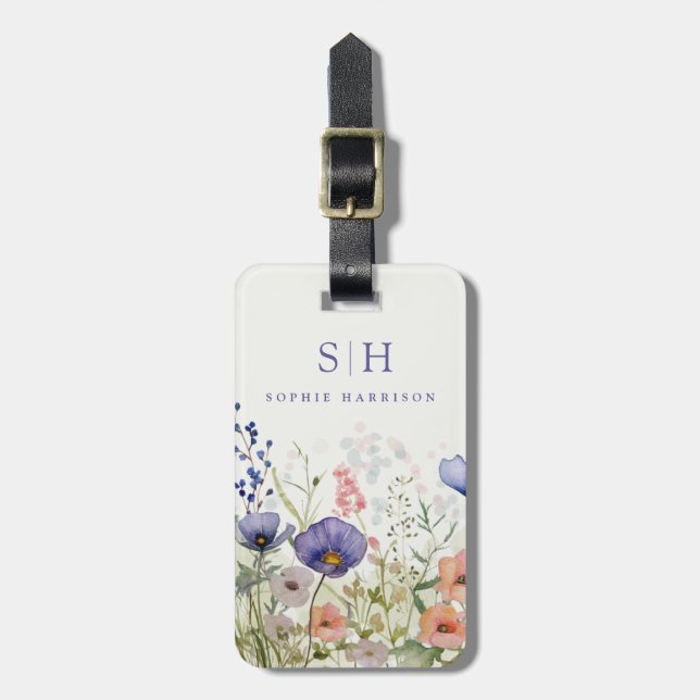 Wasserfarben-Wildblumen-Gepäckanhänger Gepäckanhänger (Vorderseite vertikal)