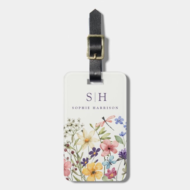 Wasserfarben-Wildblumen-Gepäckanhänger Gepäckanhänger (Vorderseite vertikal)