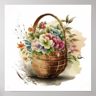 Wasserfarben-Wildblumen Poster