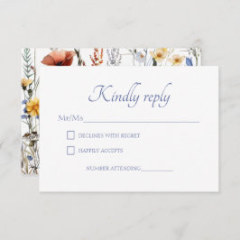 Wasserfarben-Wildblumen RSVP Karte