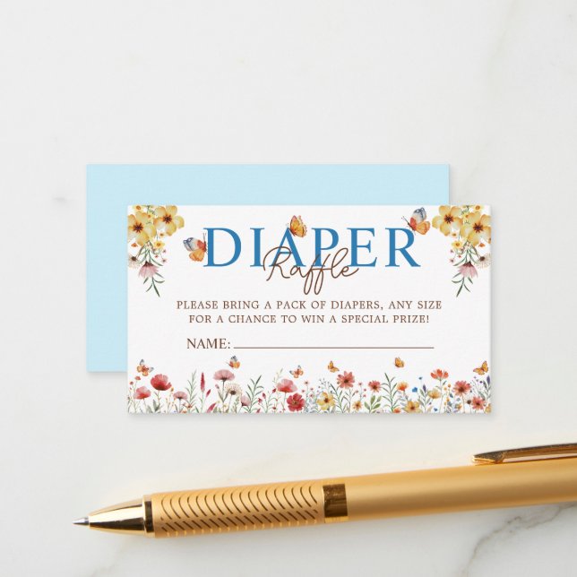 Wasserfarben Wildblumen Windelwinddusche Begleitkarte (Vorderseite/Rückseite Beispiel)