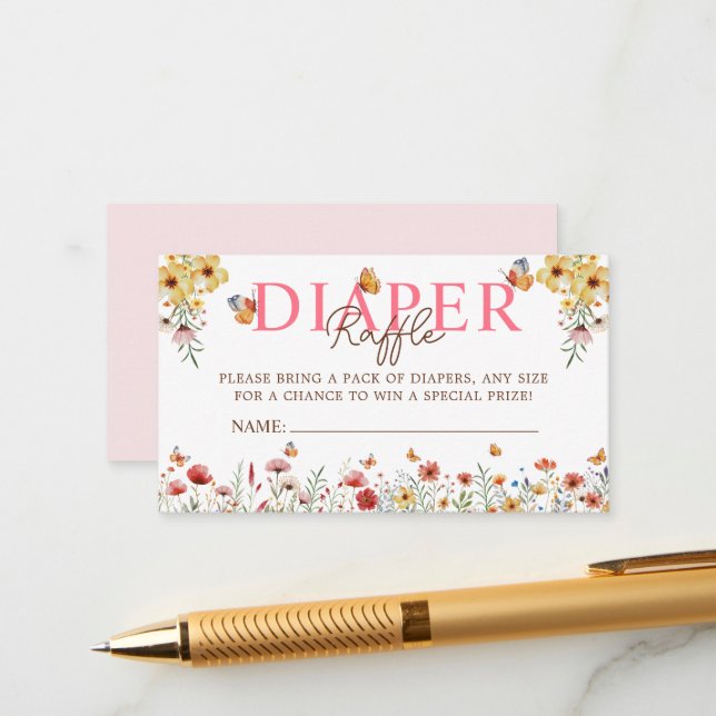 Wasserfarben Wildblumen Windelwinddusche Begleitkarte (Vorderseite/Rückseite Beispiel)