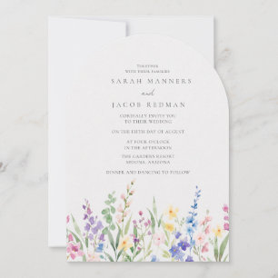 Wasserfarben-Wildblumengarten-Hochzeit  Einladung