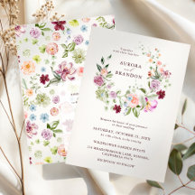 Wasserfarben-Wildblumengarten-Hochzeit