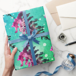 Wasserfarben Winter Weihnachtswald Hirsche Tiere W Geschenkpapier