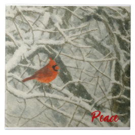 Wasserfarben-Winterkardinal-Keramikfliese Fliese