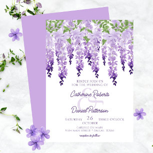 Wasserfarben Wisteria Floral Elegantes Skript Hoch Einladung