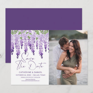 Wasserfarben-Wisteria-Hochzeitsfoto Save The Date