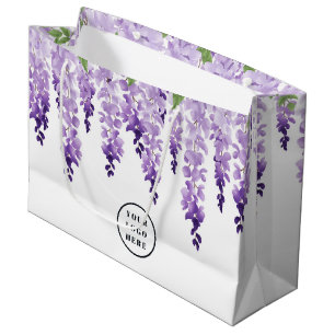 Wasserfarben-Wisteria Individuelles Logo   Unterne Große Geschenktüte