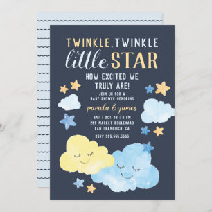 Wasserfarben Wolken Twinkle Little Star Baby Dusch Einladung