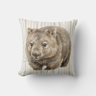 Wasserfarben-Wombat-Wildlife-Kunst-Wurfkissen Kissen