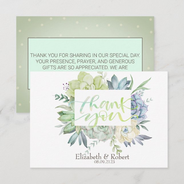 Wasserfarben-Wüste-Kakteen Sukkulents-Punkte Dankeskarte (Vorne/Hinten)