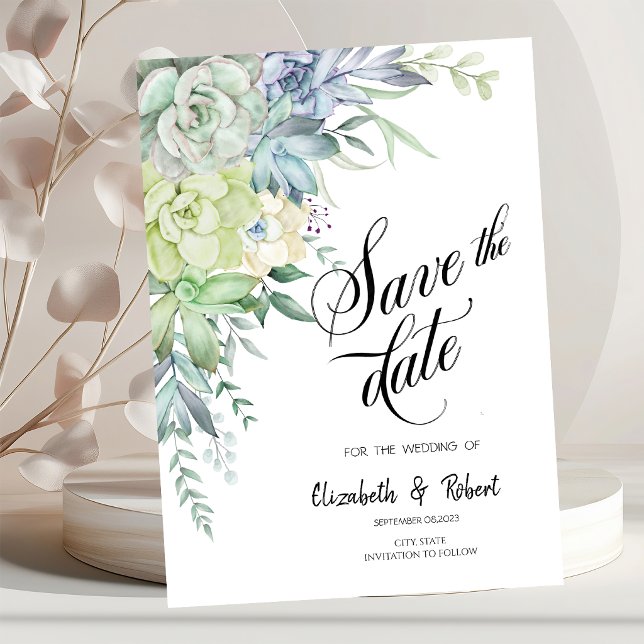 Wasserfarben-Wüstensukkulente Punkte Save the Date (Von Creator hochgeladen)
