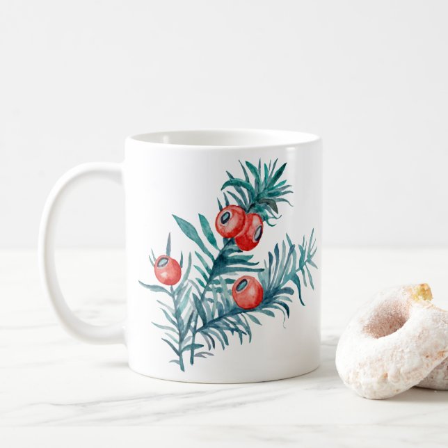 Wasserfarben-Yeen-Berries Kaffeetasse (Mit Donut)