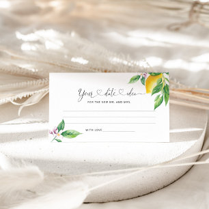 Wasserfarben Zitrone Datum Nachtgedanken. Datum ja Begleitkarte