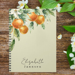 Wasserfarben-Zitrone Floral Modernes Monogramm Notizblock