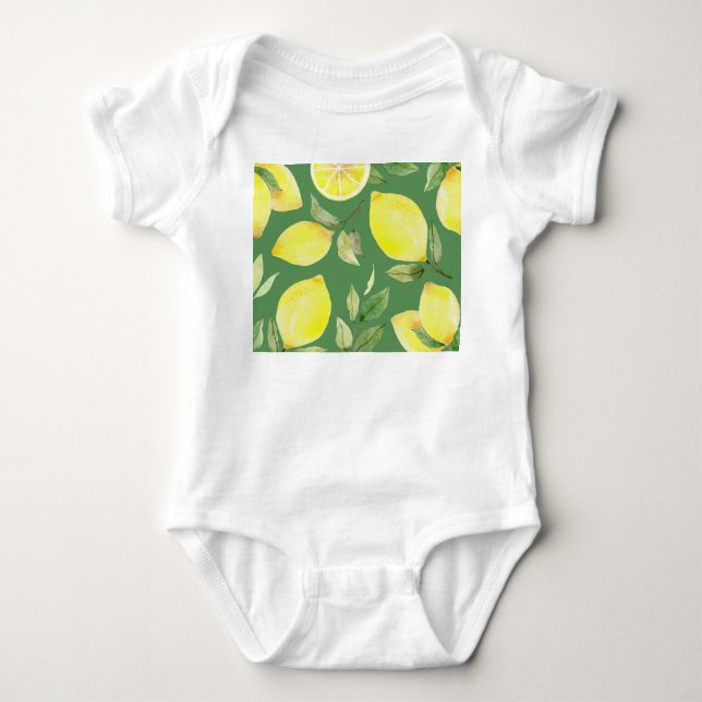 Wasserfarben Zitrone, Fruchttapete Muster. Baby Strampler (Vorderseite)