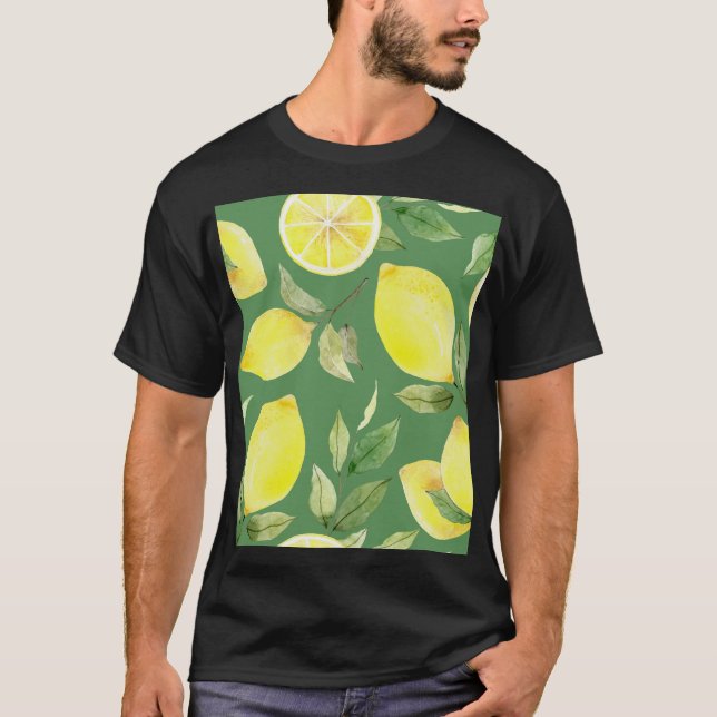 Wasserfarben Zitrone, Fruchttapete Muster. T-Shirt (Vorderseite)