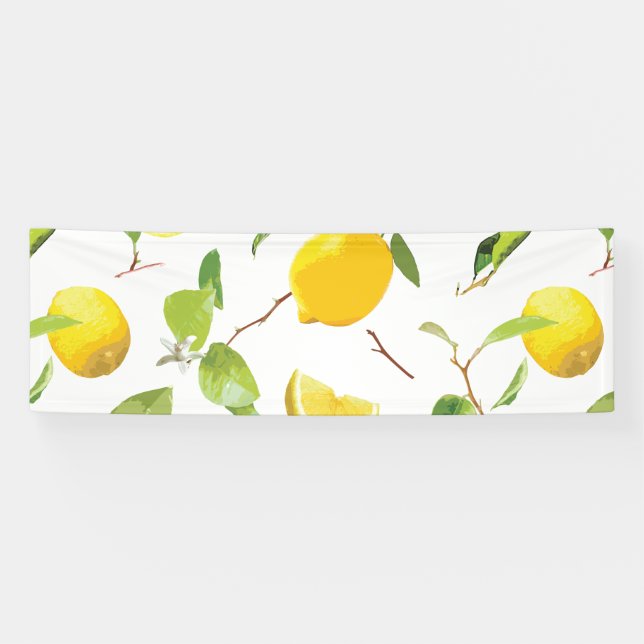 Wasserfarben-Zitrone und Blätter 2 Banner (Horizontal)