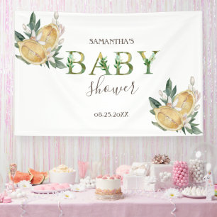 Wasserfarben-Zitronen Botanische Babydusche Banner