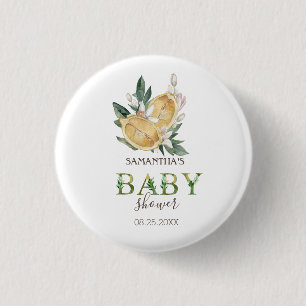 Wasserfarben-Zitronen Botanische Babydusche Button
