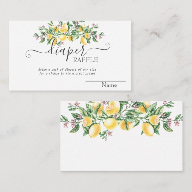 Wasserfarben Zitronen Botanische Blume Kinderdusch Begleitkarte (Vorne/Hinten)