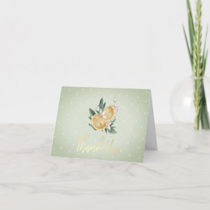 Wasserfarben-Zitronen-Botanische Polka-Punkte Dankeskarte