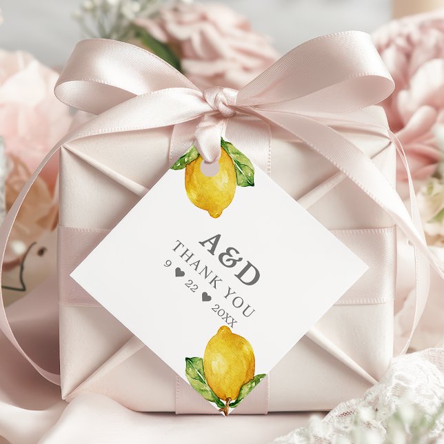 Wasserfarben Zitronen Citrus Moderne Hochzeit Viel Geschenkanhänger (Von Creator hochgeladen)