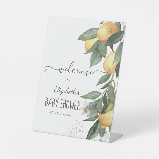 Wasserfarben Zitronen grün Sockelschild (Vorderseite)