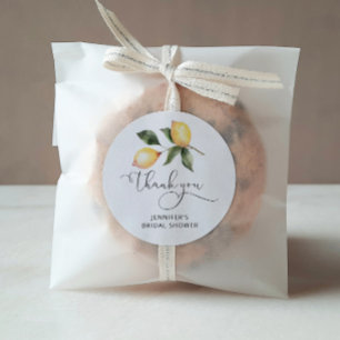 Wasserfarben Zitronen Hochzeitsdusche Geschenke Runder Aufkleber