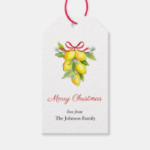 Wasserfarben Zitronen mit Bogen Frohe Weihnachten