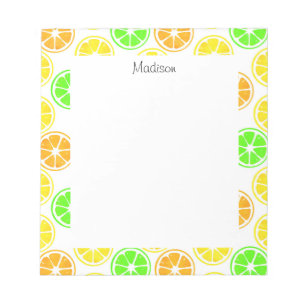 Wasserfarben-Zitronen-Muster für Limone Orangefarb Notizblock