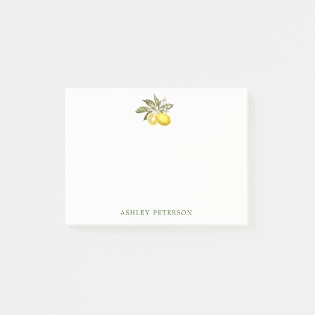 Wasserfarben-Zitronen Personalisiert Post-it Klebezettel (Vorderseite)