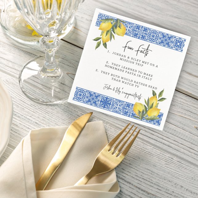 Wasserfarben-Zitronen & Polterabend-Spaß-Fakten Serviette (Von Creator hochgeladen)