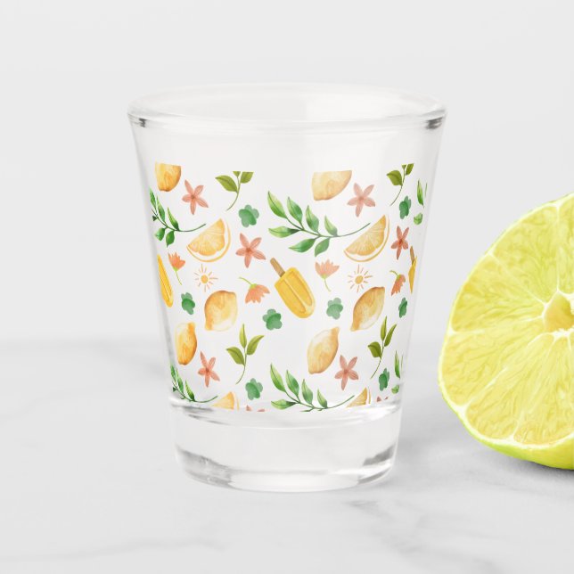 Wasserfarben-Zitronen Schnapsglas (Vorderseite)