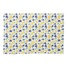 Wasserfarben-Zitronen und Blaubeeren