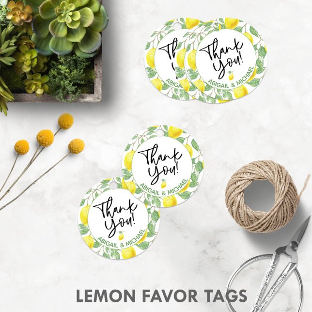 Wasserfarben-Zitronenbaum 🍋 geschlechtsneutrale B Geschenkanhänger (Watercolor Lemon Tree 🍋Gender-Neutral Baby Shower Favor Tags
)