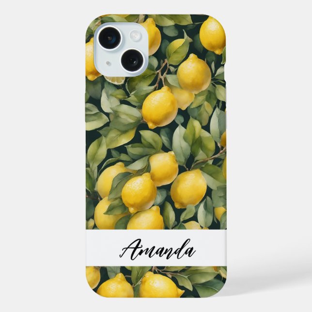 Wasserfarben-Zitronenmuster iPhone Hülle (Rückseite)