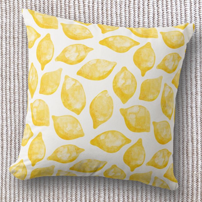 Wasserfarben-Zitronenmuster Kissen (Watercolor lemon citrus watercolor pattern throw pillow)