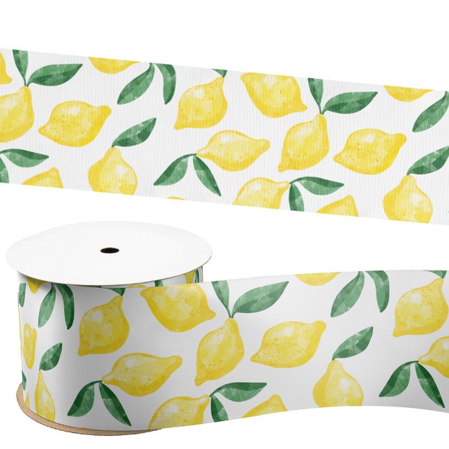 Wasserfarben-Zitronenmuster Satinband (Watercolor lemon pattern satin ribbon)