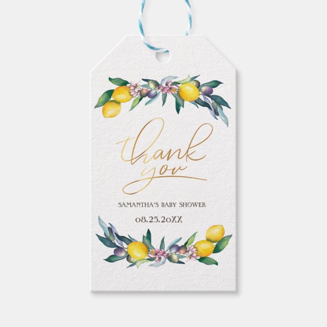 Wasserfarben-Zitronenöle Geschenkanhänger (Vorderseite)