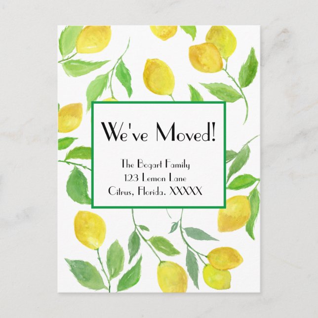 Wasserfarben Zitronenweine, die wir bewegt haben Postkarte (Vorderseite)