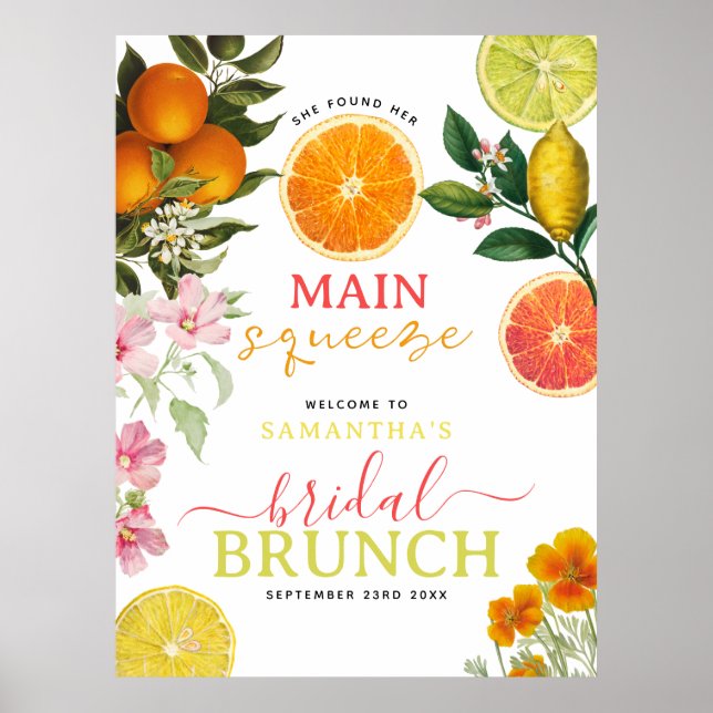 Wasserfarben Zitrusfrüchte Brautparty Brunch Arch Poster (Vorne)