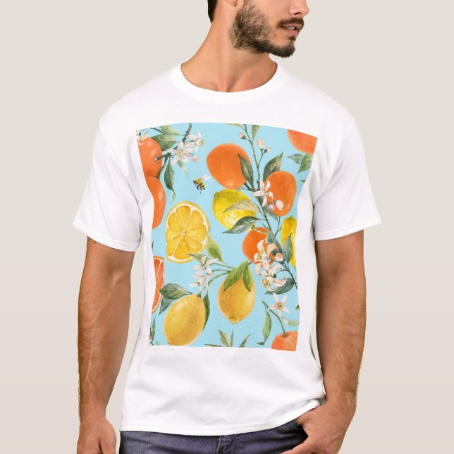 Wasserfarben-Zitrusfrüchte: Handgezogene Früchte T-Shirt (Vorderseite)