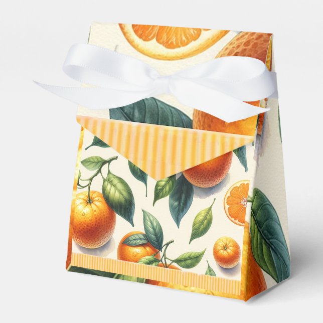 Wasserfarben Zitrusfrüchte Orange Blätter Hochzeit Geschenkschachtel (Vorderseite)