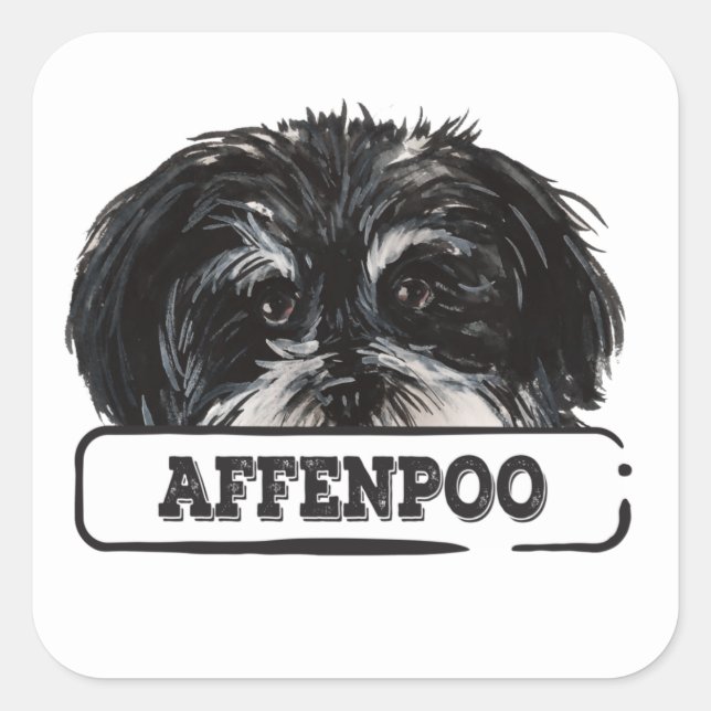 Wasserfarbenaffenpoo Quadratischer Aufkleber (Vorderseite)