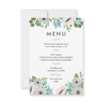 Wasserfarbenanemones Florals | Hochzeitsmenü